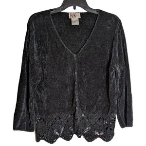 R&K Black Long‎ Sleeve Button Front Cardigan Size 14